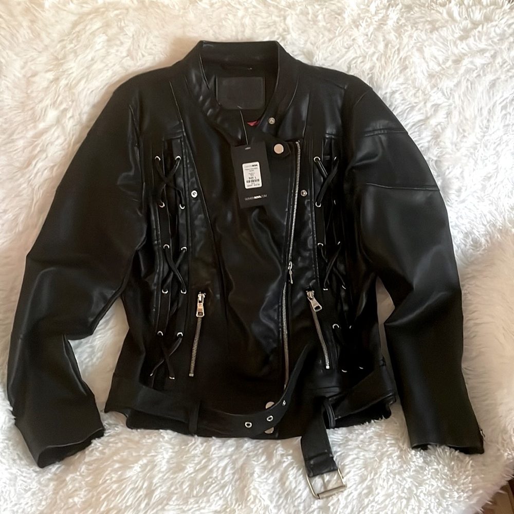 NWT, women, size L, faux leather moto jacket.